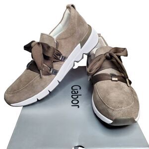 GABOR Bow Slipper Sneakers Green Salvia Suede Size 9.5